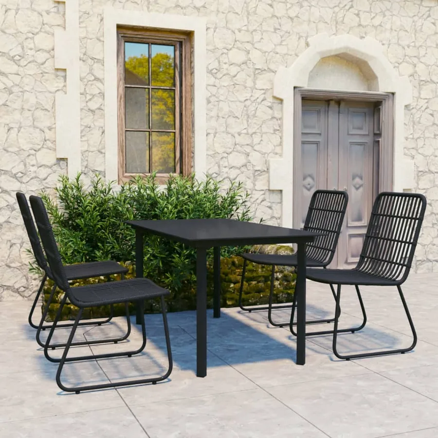 Ensemble à manger d'extérieur 5 pcs résine tressée et verre