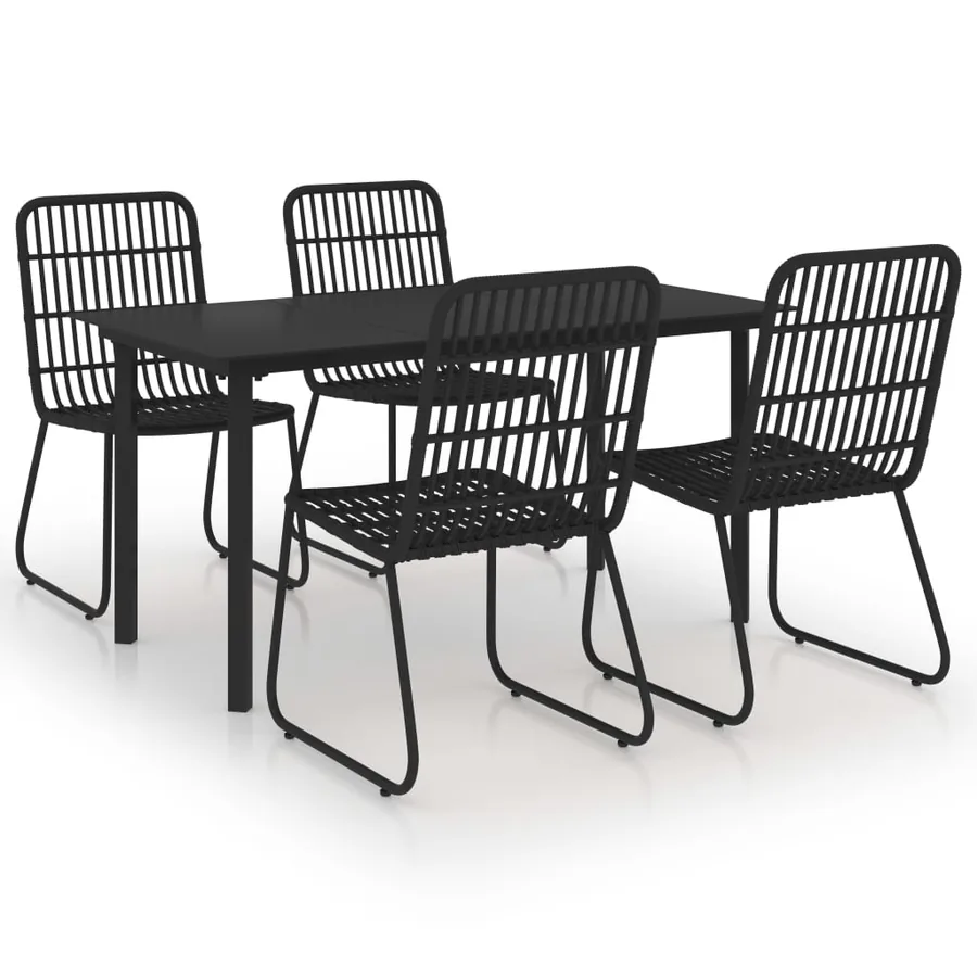 Ensemble à manger d'extérieur 5 pcs résine tressée et verre - 2