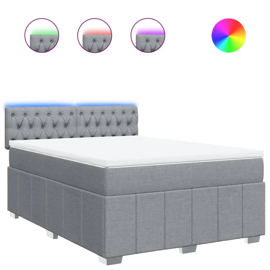 Sommier à lattes de lit avec matelas Gris clair 160x200cm Tissu - 2