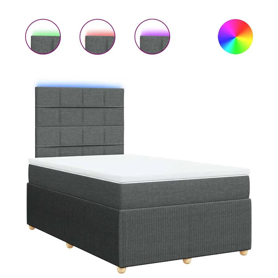 Sommier à lattes de lit avec matelas gris foncé 120x190cm tissu - 2
