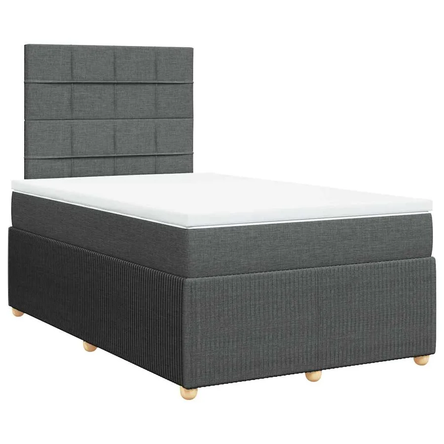 Sommier à lattes de lit avec matelas gris foncé 120x190cm tissu - 3