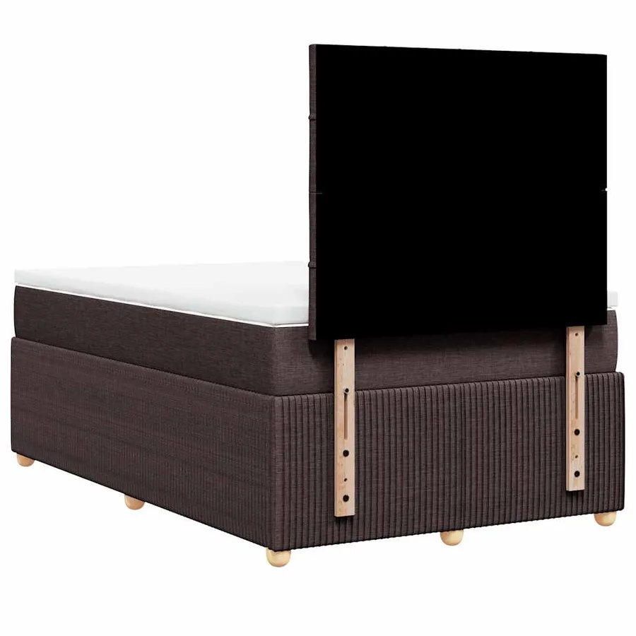 Sommier à lattes de lit et matelas marron foncé 120x190cm tissu - 6