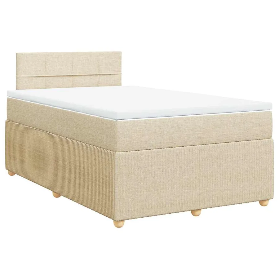 Sommier à lattes de lit avec matelas crème 120x190 cm tissu - 2