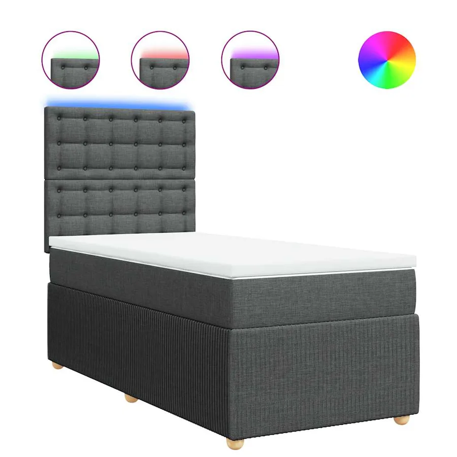 Sommier à lattes de lit avec matelas Gris foncé 90x200 cm Tissu - 2
