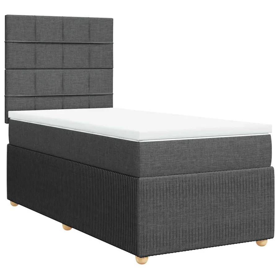 Sommier à lattes de lit avec matelas Gris foncé 100x200cm Tissu - 3