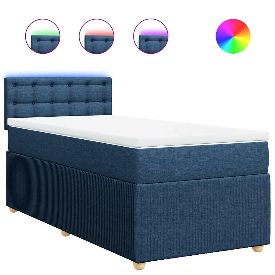 Sommier à lattes de lit avec matelas Bleu 90x200 cm Tissu - 2