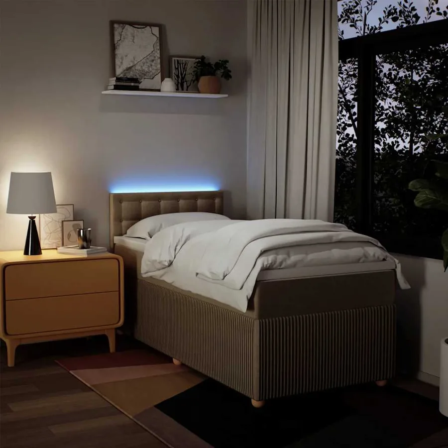 Sommier à lattes de lit avec matelas Crème 100x200 cm Tissu - 5