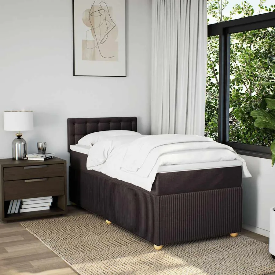 Sommier à lattes de lit avec matelas Marron foncé 100x200 cm - 4