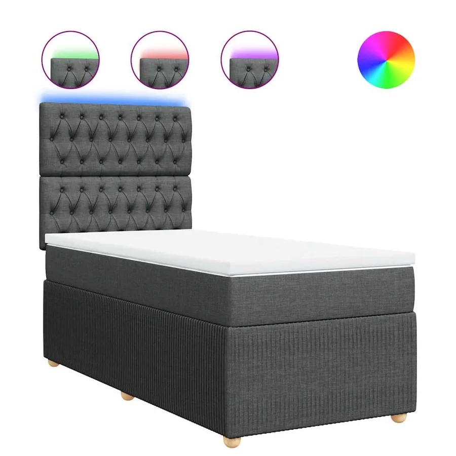 Sommier à lattes de lit avec matelas Gris foncé 100x200cm Tissu - 2