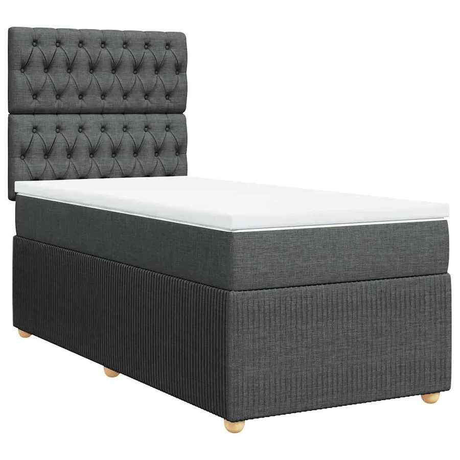 Sommier à lattes de lit avec matelas Gris foncé 100x200cm Tissu - 3
