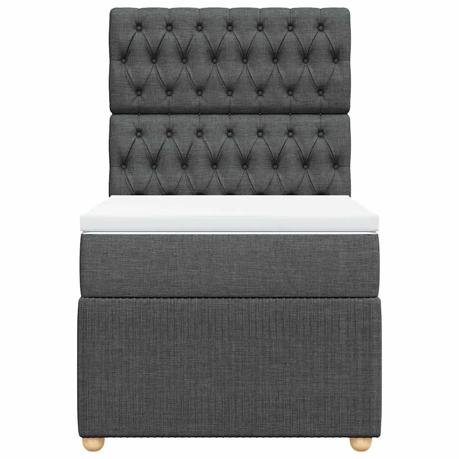 Sommier à lattes de lit avec matelas Gris foncé 100x200cm Tissu - 6