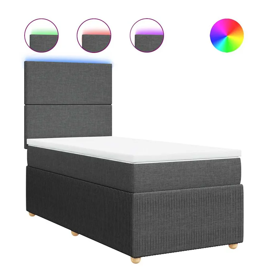 Sommier à lattes de lit avec matelas Gris foncé 100x200cm Tissu - 2
