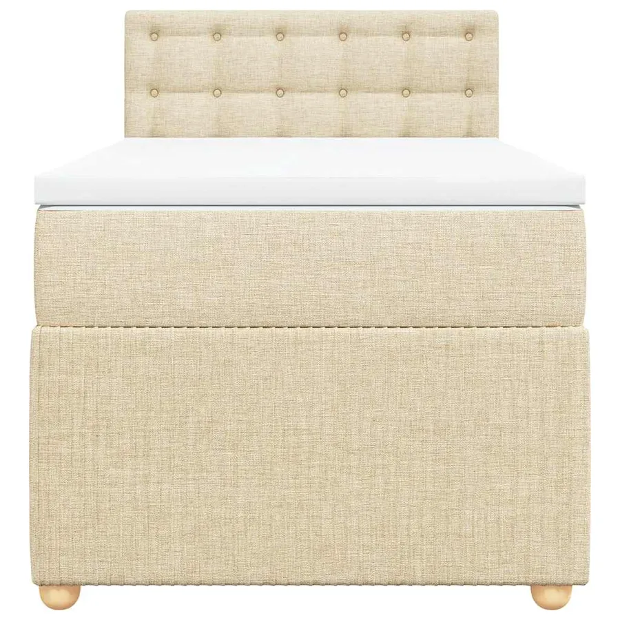 Sommier à lattes de lit avec matelas Crème 100x200 cm Tissu - 4