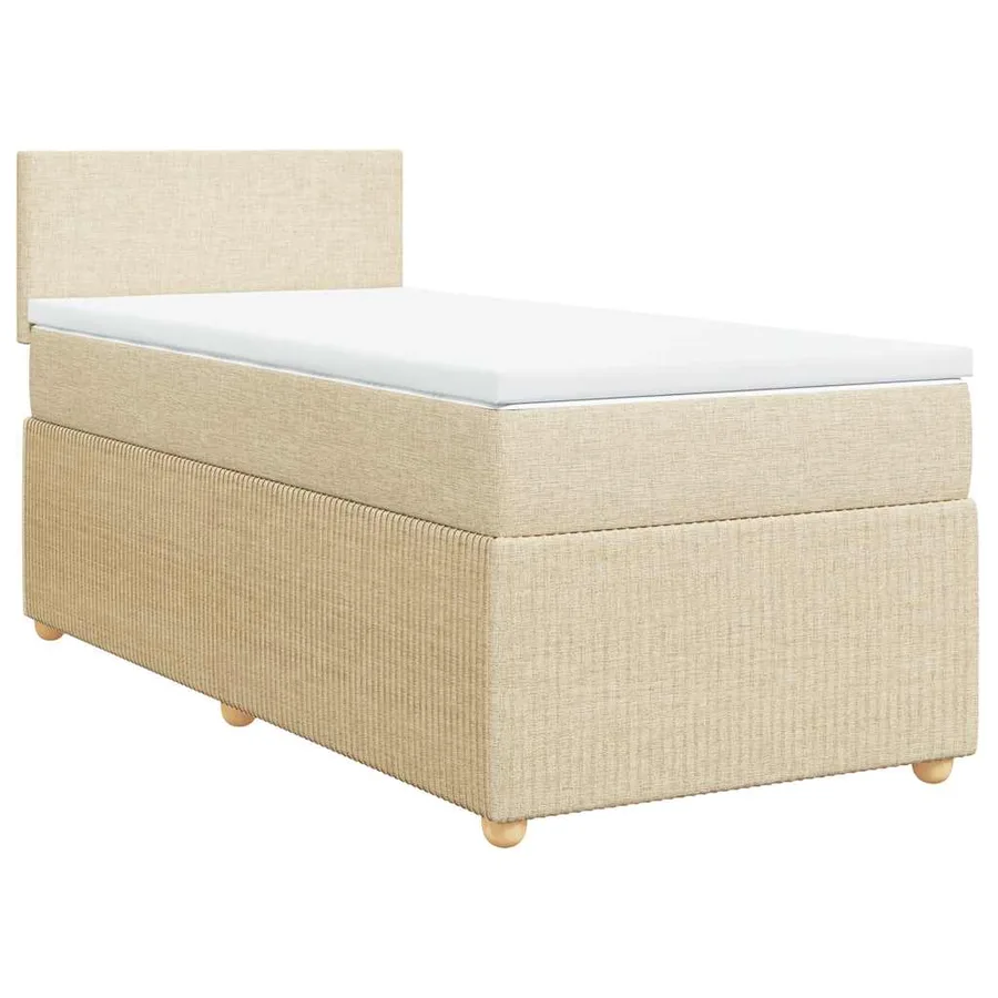 Sommier à lattes de lit avec matelas Crème 100x200 cm Tissu - 2