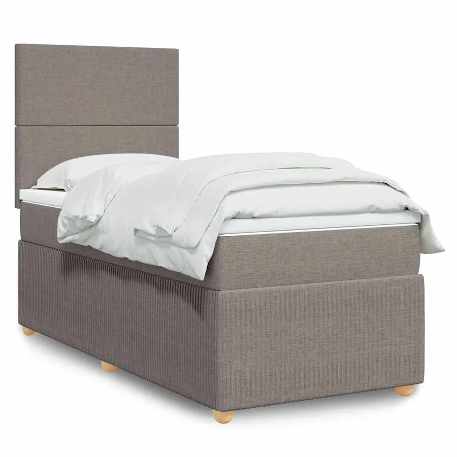 Sommier à lattes de lit avec matelas Taupe 100x200 cm Tissu
