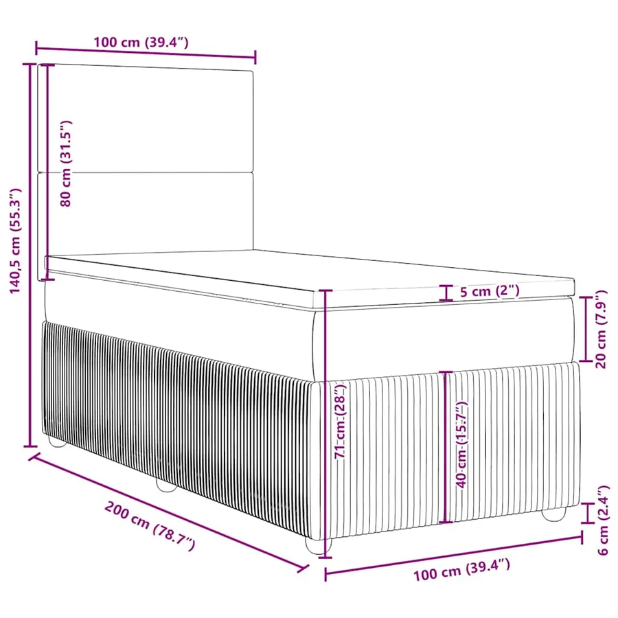 Sommier à lattes de lit avec matelas Taupe 100x200 cm Tissu - 13