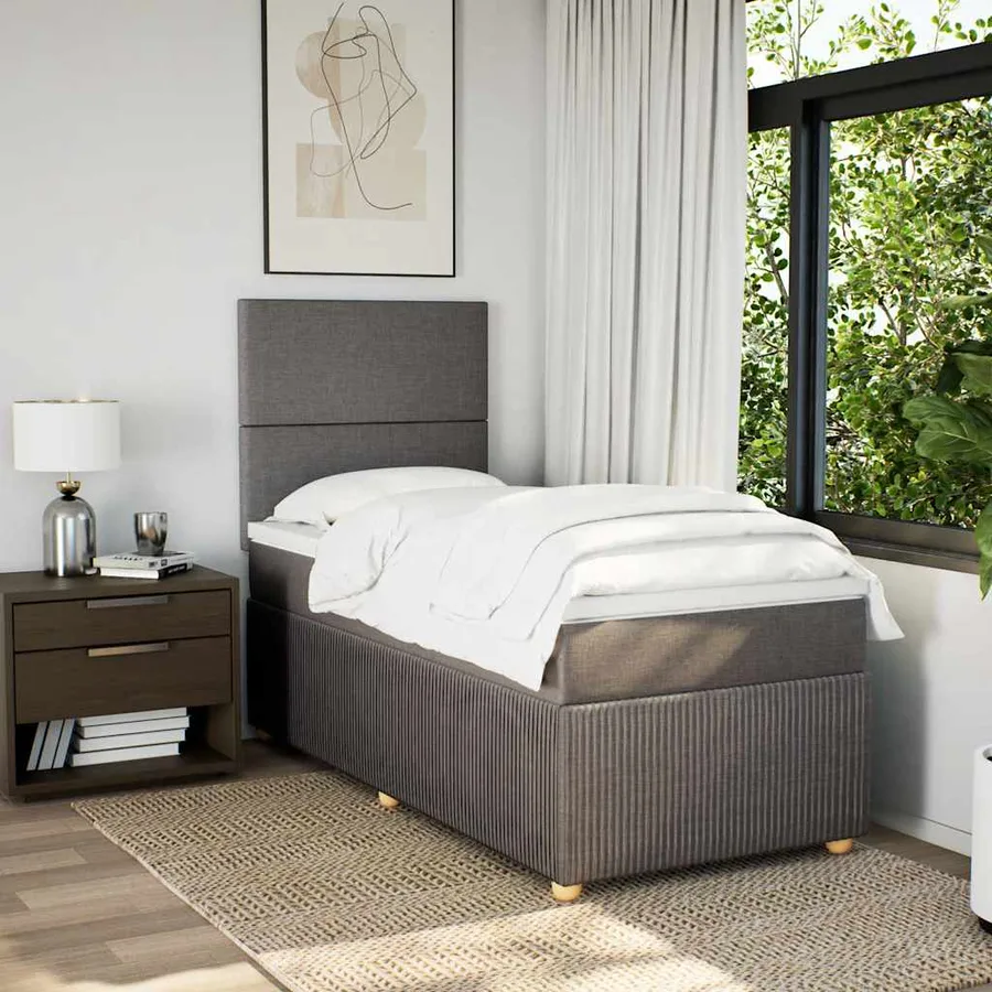 Sommier à lattes de lit avec matelas Taupe 100x200 cm Tissu - 3