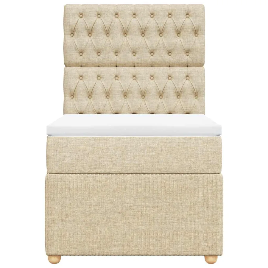 Sommier à lattes de lit avec matelas Crème 100x200 cm Tissu - 4