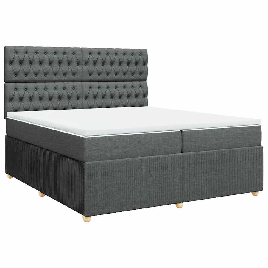 Sommier à lattes de lit avec matelas Gris foncé 200x200cm Tissu - 2
