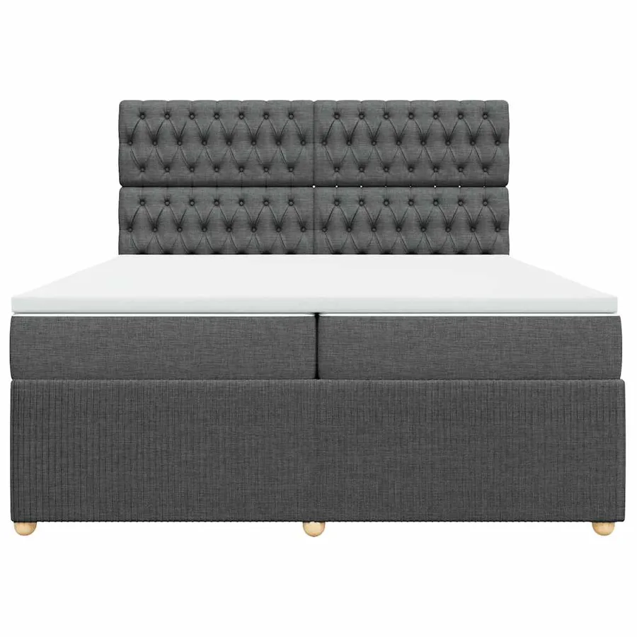 Sommier à lattes de lit avec matelas Gris foncé 200x200cm Tissu - 4