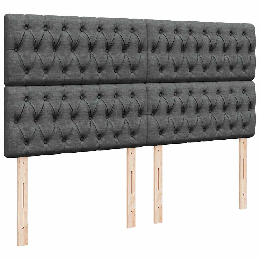 Sommier à lattes de lit avec matelas Gris foncé 200x200cm Tissu - 7