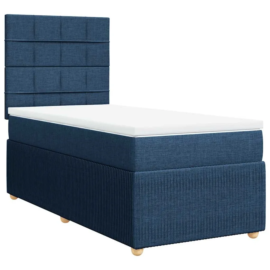 Sommier à lattes de lit avec matelas Bleu 90x200 cm Tissu - 2