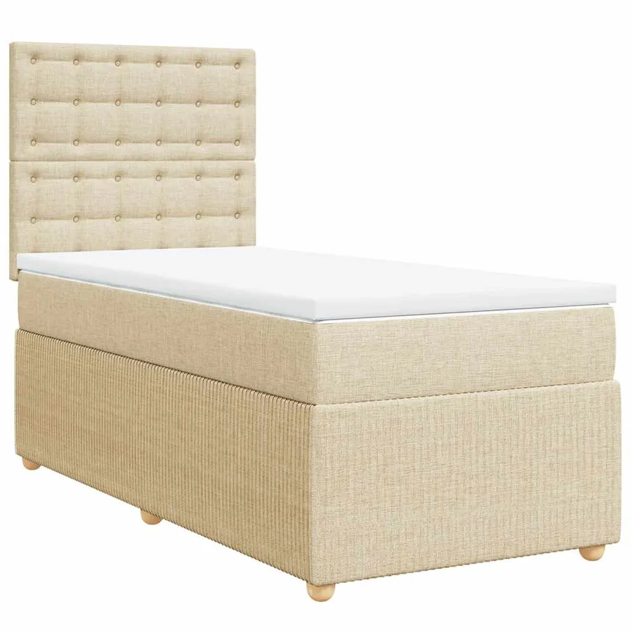 Sommier à lattes de lit avec matelas Crème 90x200 cm Tissu - 2