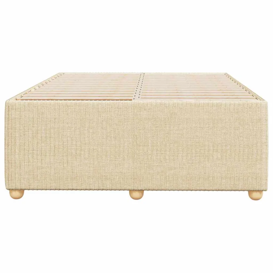 Cadre de lit sans matelas crème 120x200 cm tissu - 4