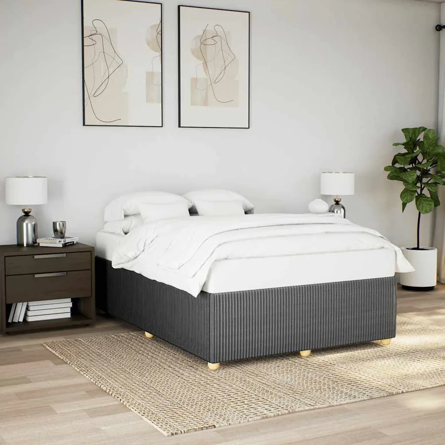Cadre de lit sans matelas gris foncé 160x200 cm tissu
