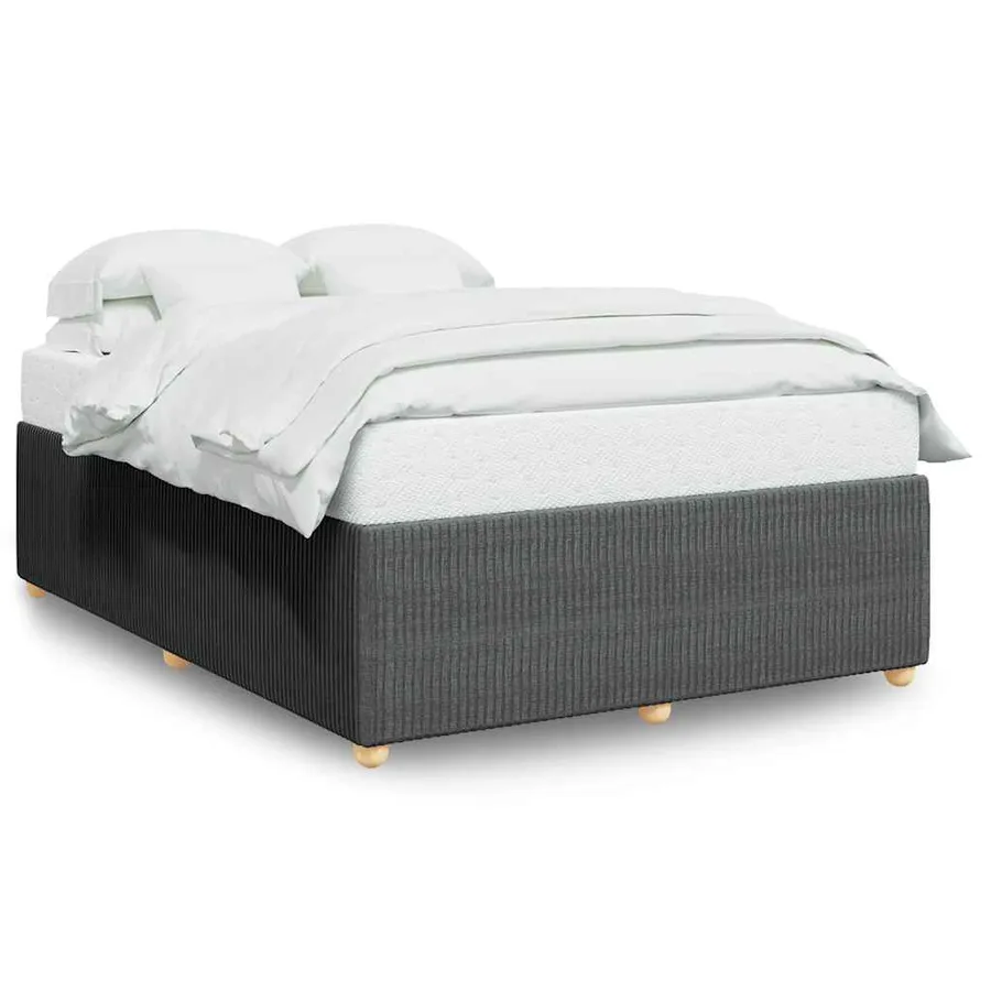 Cadre de lit sans matelas gris foncé 160x200 cm tissu - 2