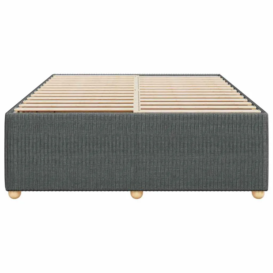 Cadre de lit sans matelas gris foncé 160x200 cm tissu - 4
