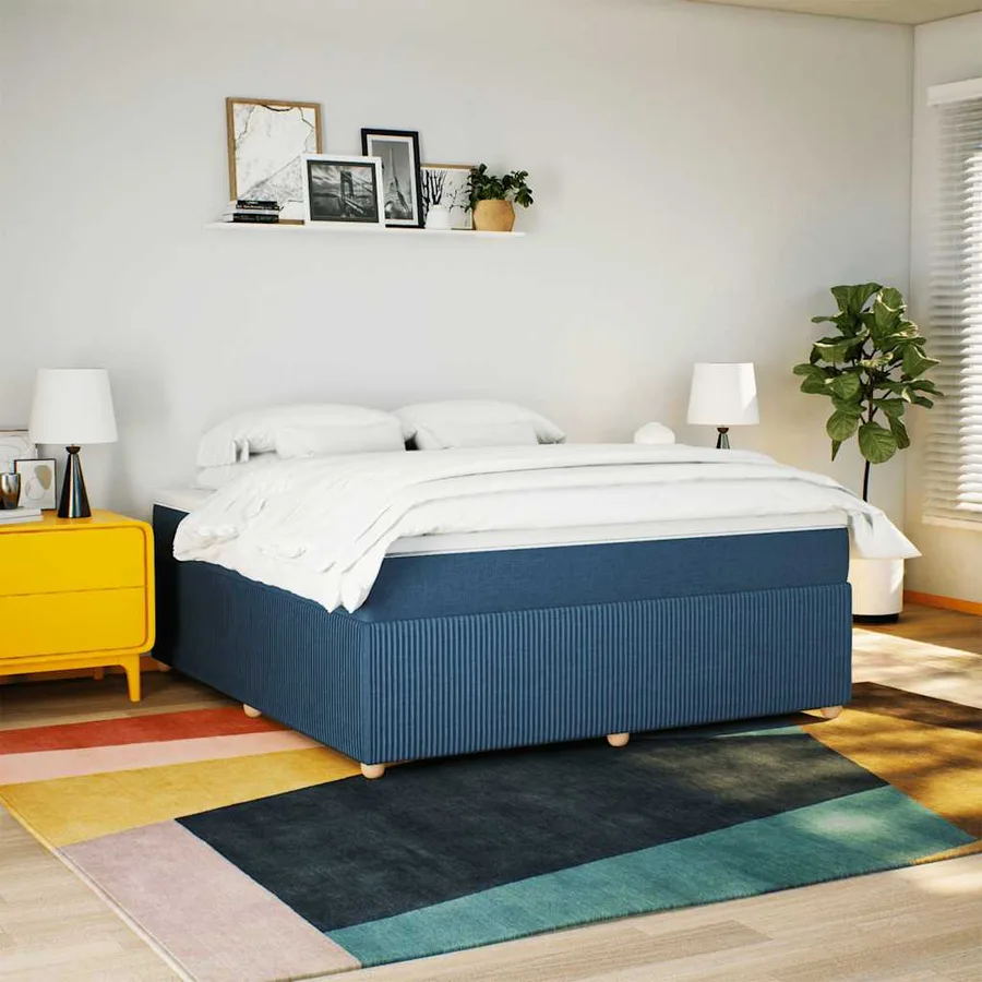 Sommier à lattes de lit avec matelas Bleu 180x200 cm Tissu - 3