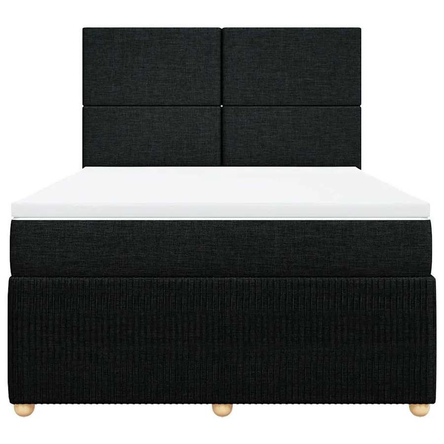 Sommier à lattes de lit avec matelas Noir 140x200 cm Tissu - 4
