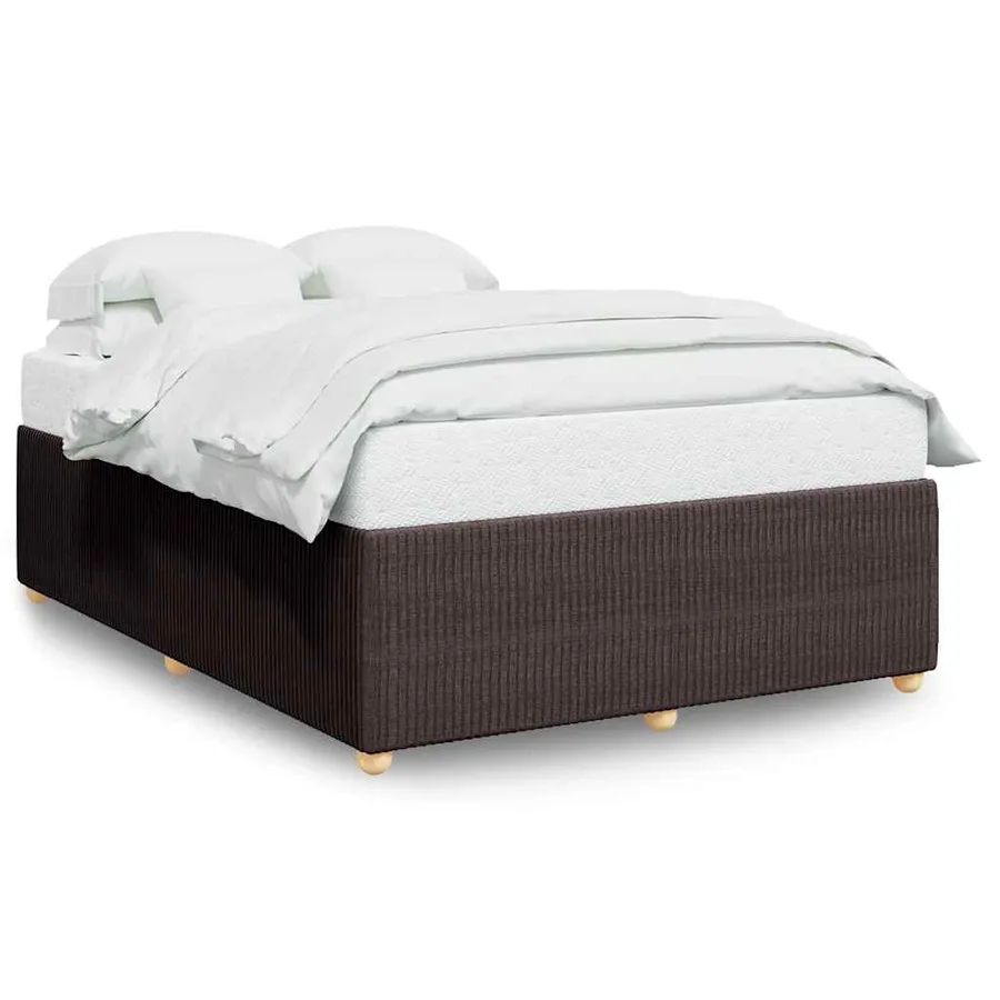 Cadre de lit sans matelas marron foncé 160x200 cm tissu - 2