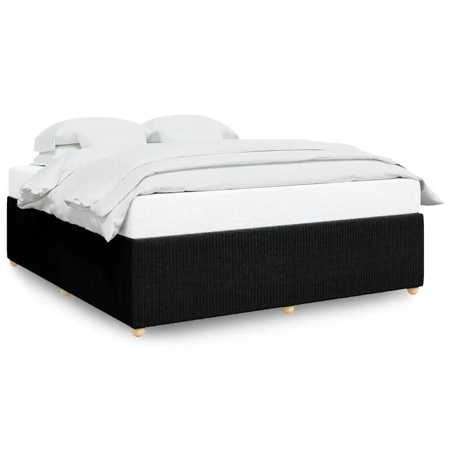 Cadre de lit sans matelas noir 200x200 cm tissu - 2