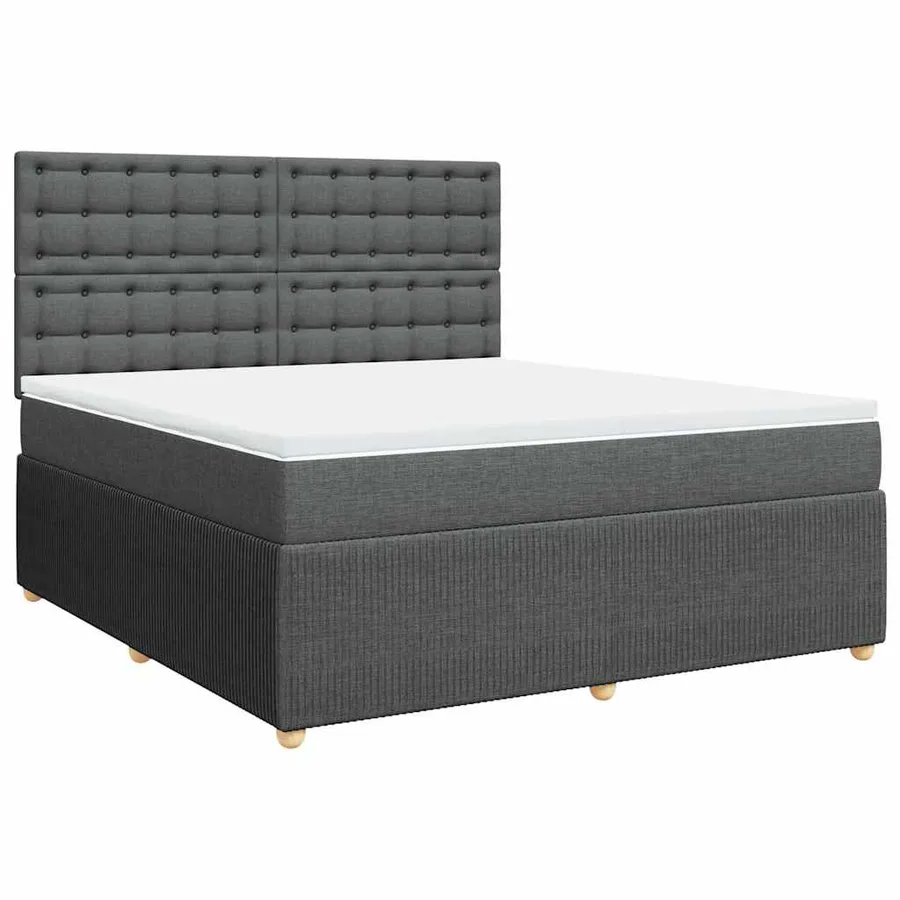 Sommier à lattes de lit avec matelas Gris foncé 180x200cm Tissu - 2