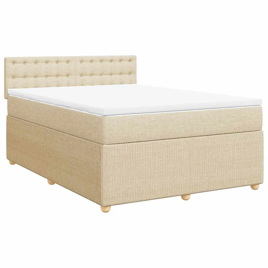Sommier à lattes de lit avec matelas Crème 160x200 cm Tissu - 2