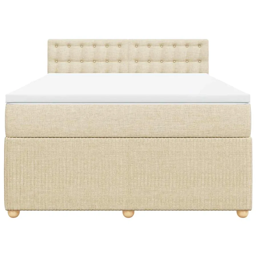 Sommier à lattes de lit avec matelas Crème 160x200 cm Tissu - 4