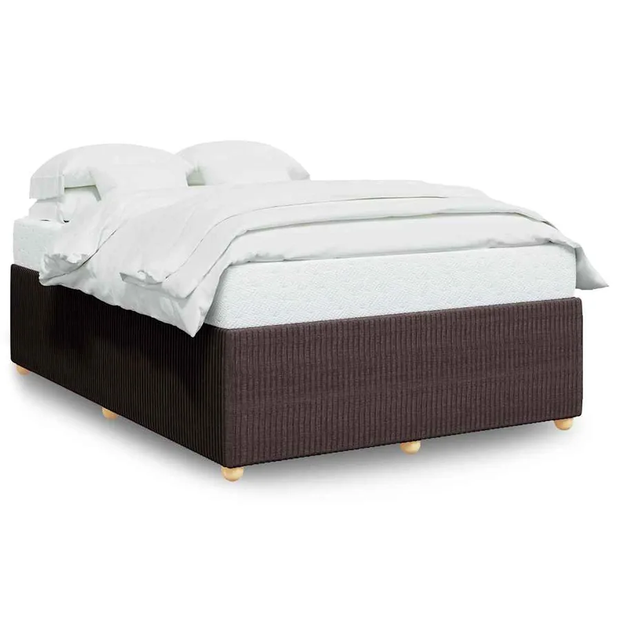 Cadre de lit sans matelas marron foncé 140x190 cm tissu - 2