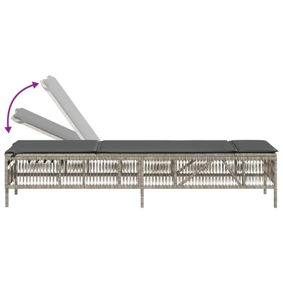 Chaises longues lot de 2 avec table gris clair résine tressée - 7