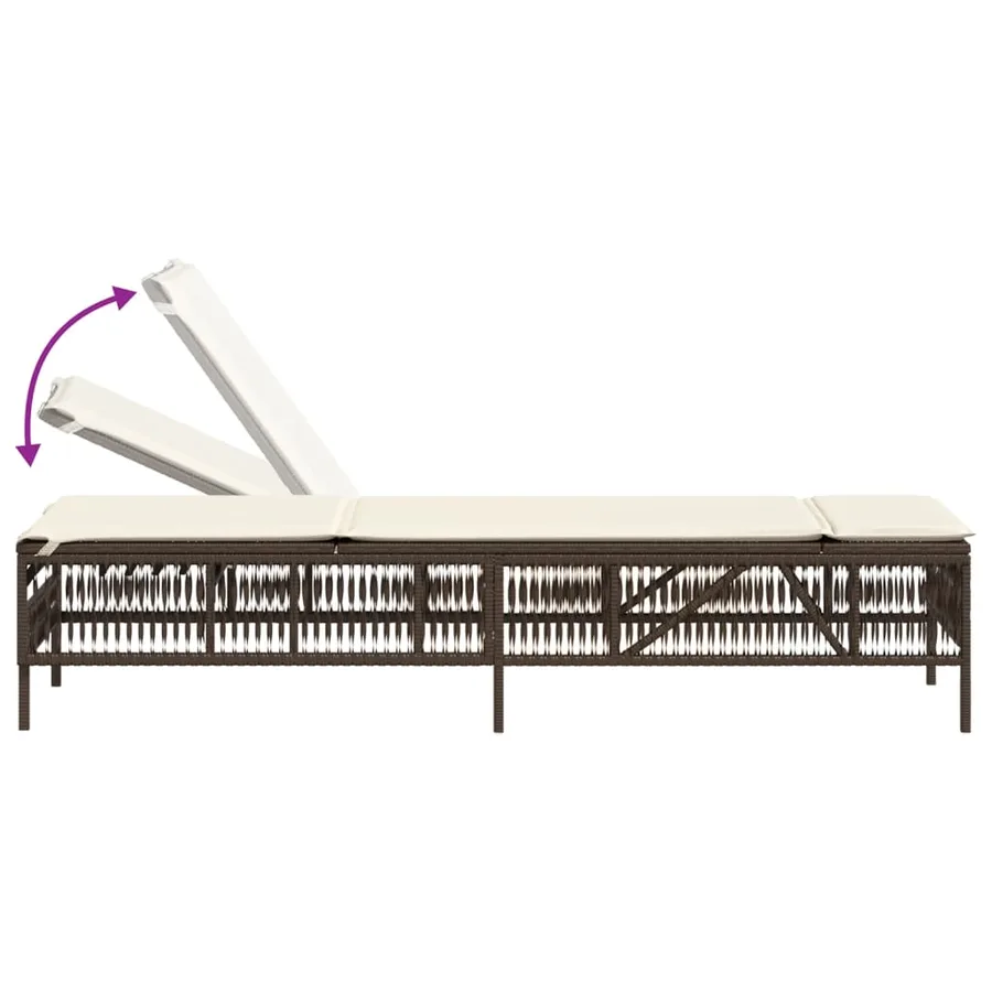 Chaises longues lot de 2 avec table marron résine tressée - 7