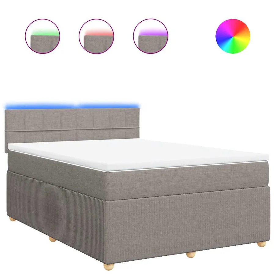 Sommier à lattes de lit avec matelas Taupe 140x200 cm Tissu - 2