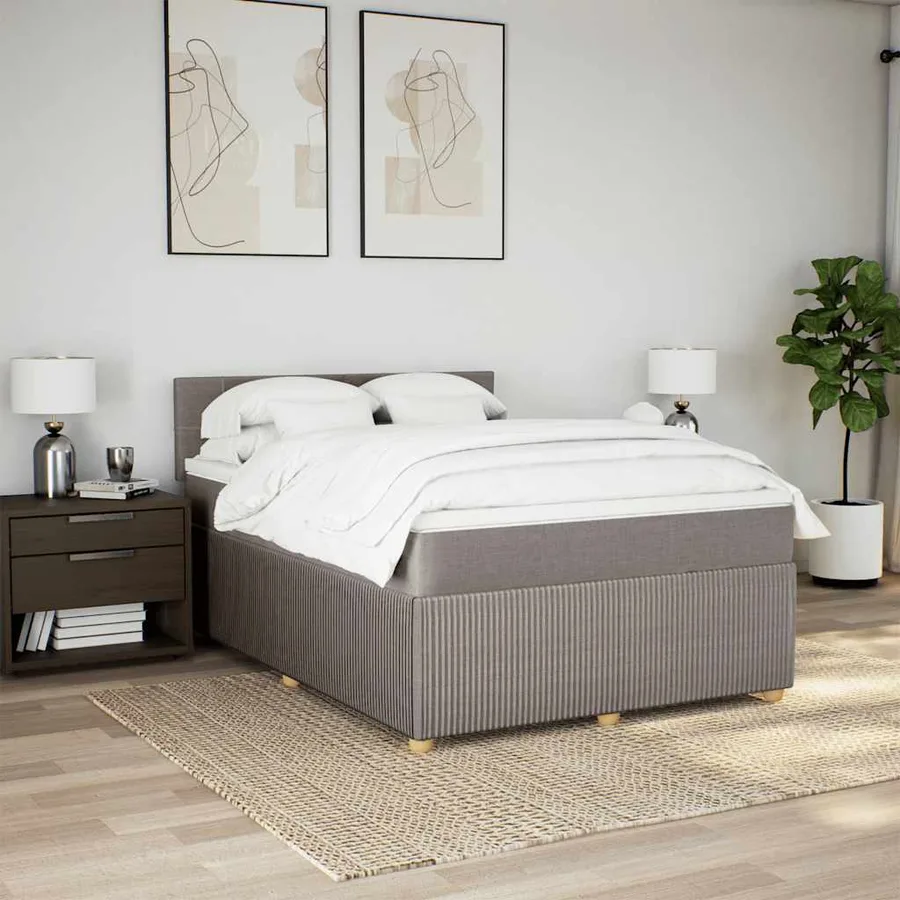 Sommier à lattes de lit avec matelas Taupe 140x200 cm Tissu - 4