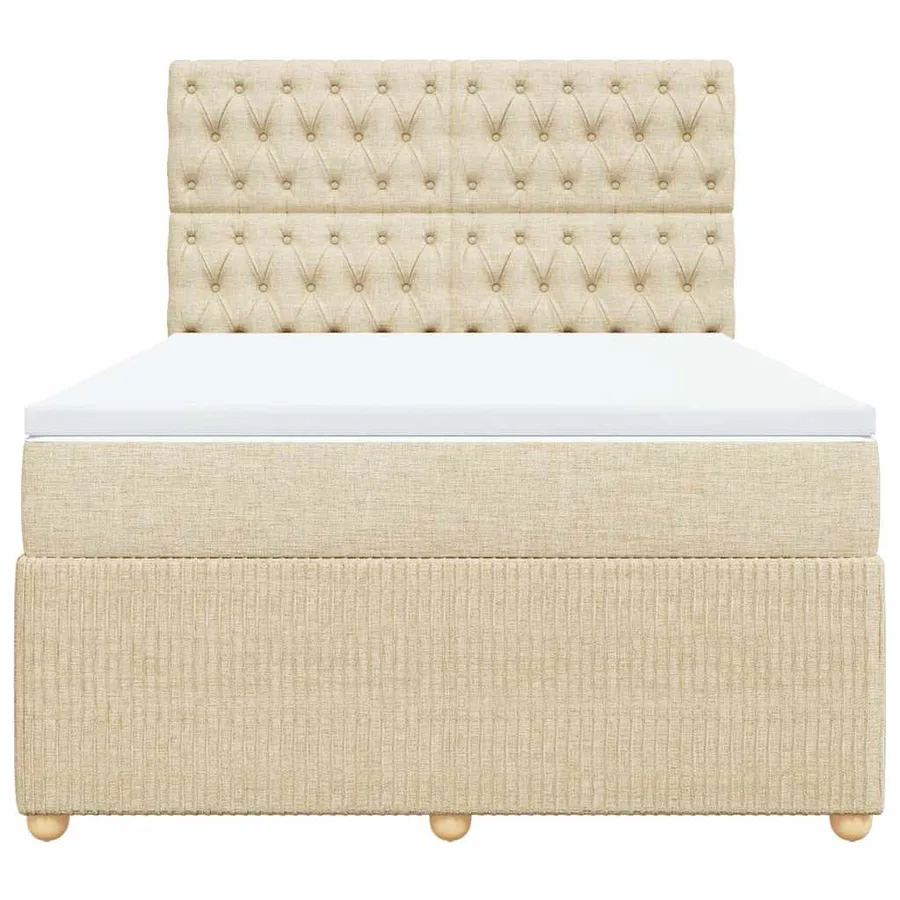 Sommier à lattes de lit avec matelas Crème 140x200 cm Tissu - 6