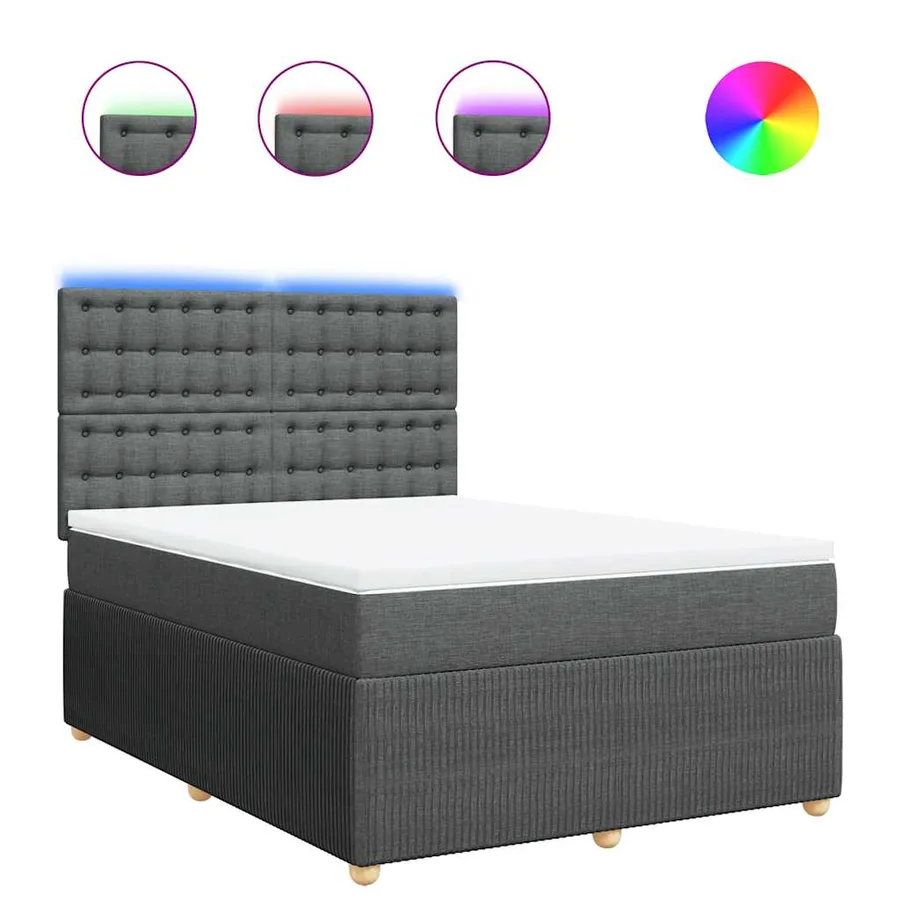 Sommier à lattes de lit avec matelas Gris foncé 160x200cm Tissu - 2