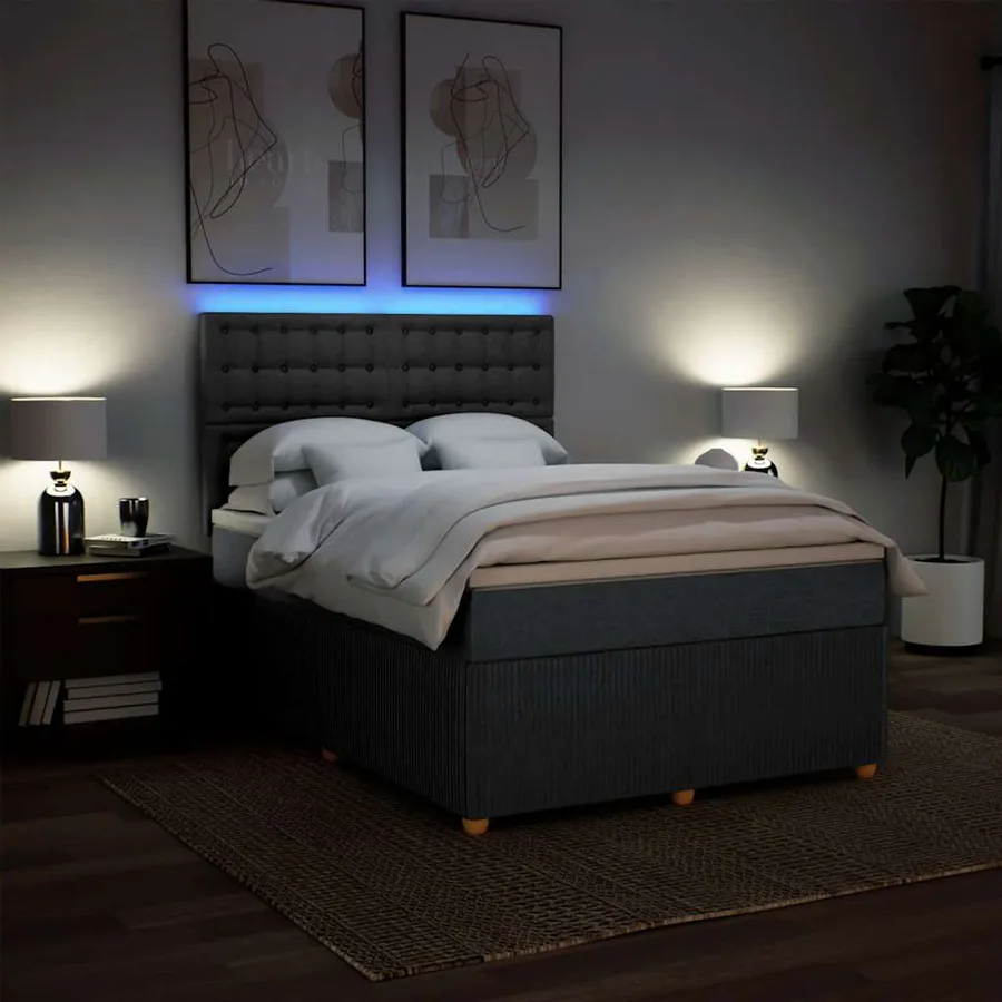 Sommier à lattes de lit avec matelas Gris foncé 160x200cm Tissu - 4