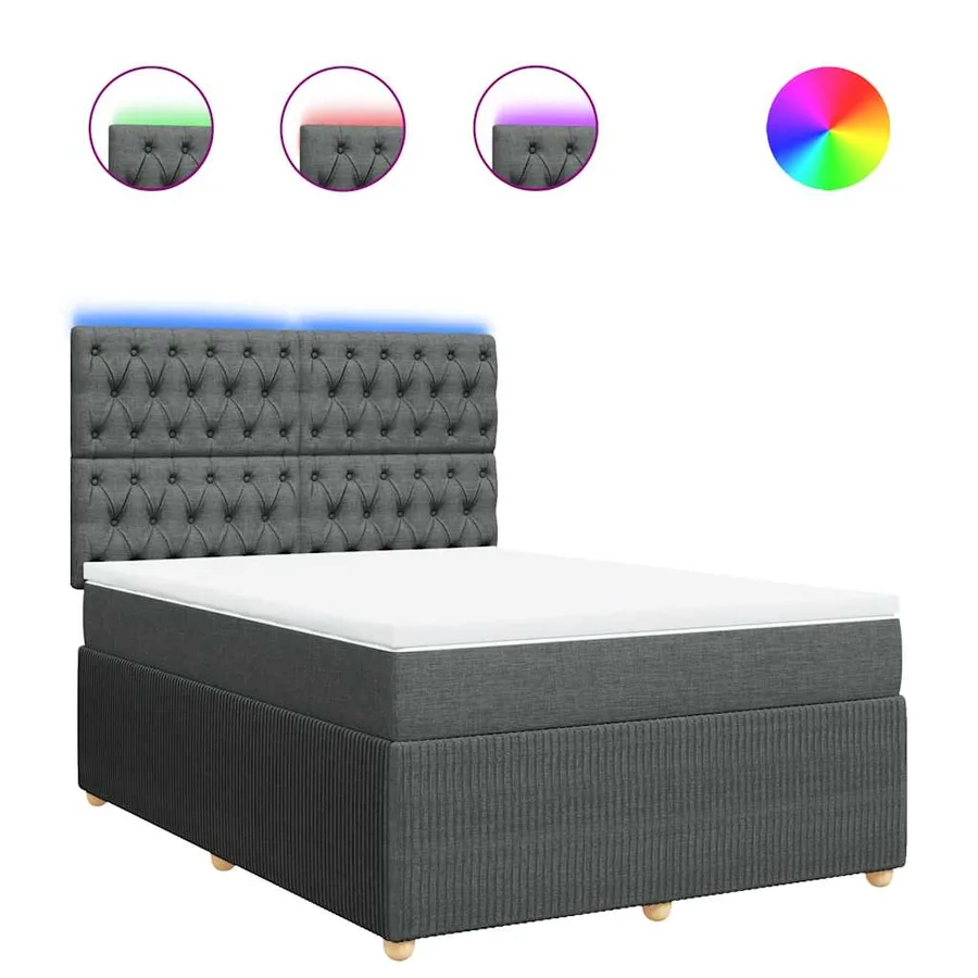 Sommier à lattes de lit avec matelas Gris foncé 140x200cm Tissu - 2