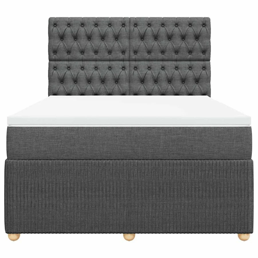 Sommier à lattes de lit avec matelas Gris foncé 140x200cm Tissu - 6