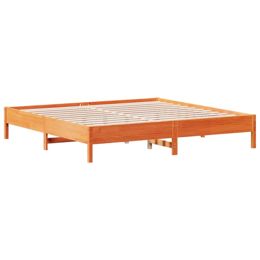 Cadre de lit sans matelas cire marron 160x200cm bois pin massif - 5