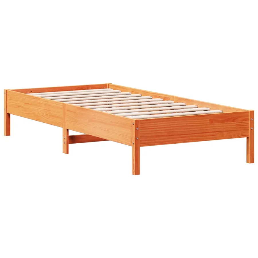 Cadre de lit sans matelas cire marron 100x200cm bois pin massif - 5